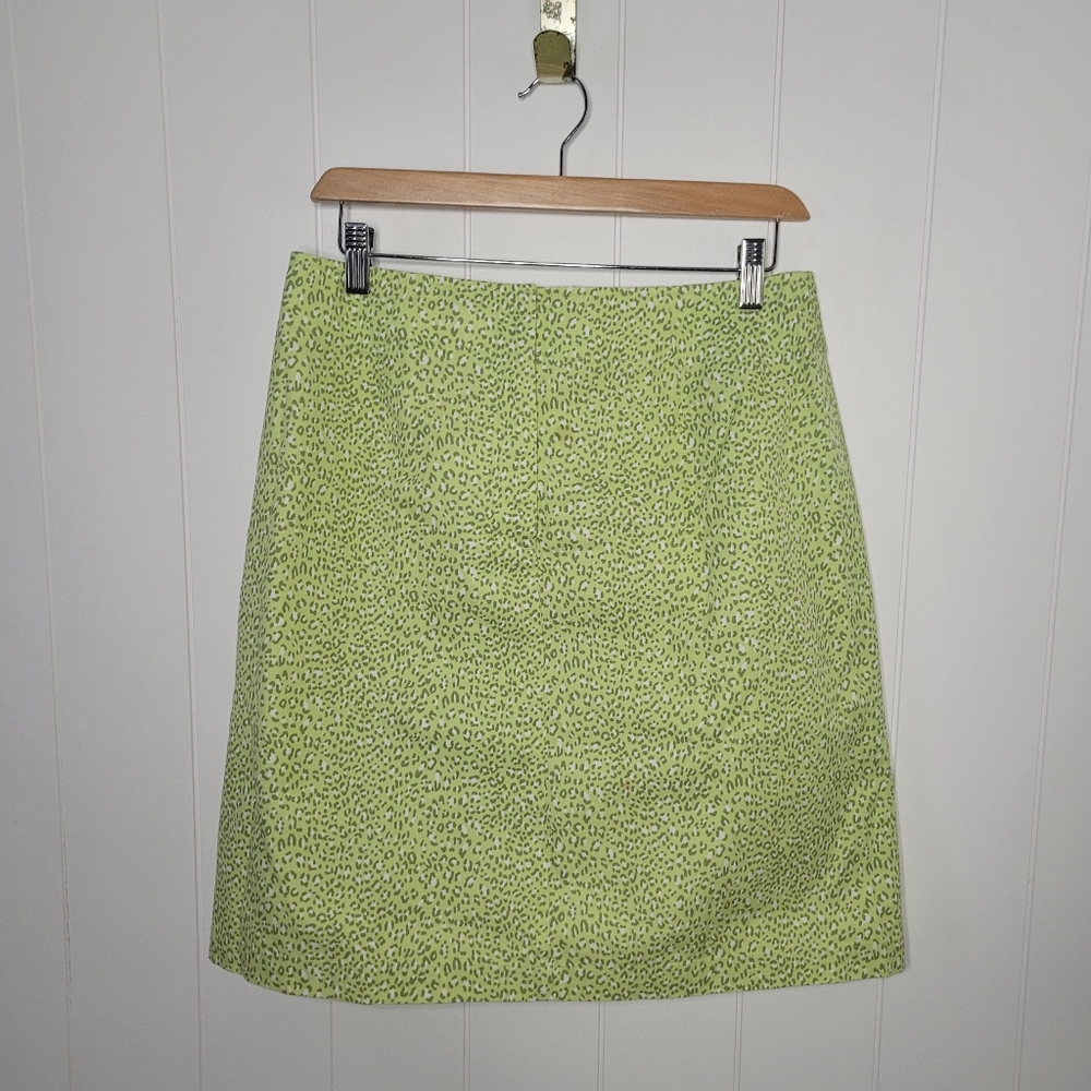 Talbots Womens Skirt Size 10 Green White Petite Summer